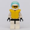 Res-Q Man, Helmet with Visor, Yellow Life Vest, Sunglasses