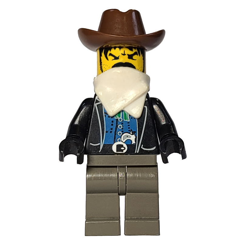 LEGO Bandit - Western, Black Jacket, White Handkerchief, Brown Hat (fig-000743)