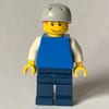 Man, Plain Blue Torso with White Arms, Dark Blue Arms, Light Bluish Gray Helmet
