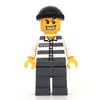 Criminal, Prison Shirt with #50380, Dark Bluish Gray Legs, Black Hat, Gold Tooth