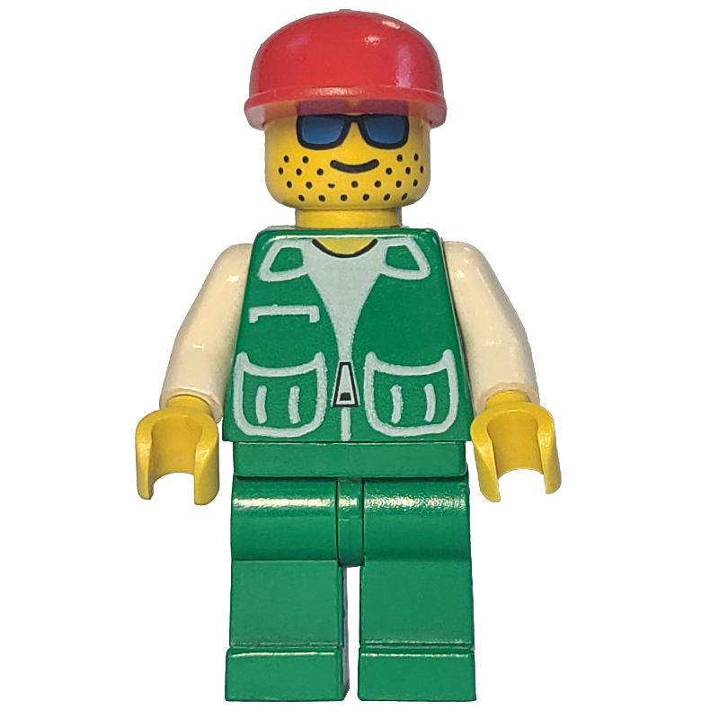 LEGO Man, Green Jacket, Green Legs, Red Cap, Blue Sunglasses (fig-000789)