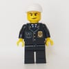 Policeman, Black Jacket with Pocket and Badge, White Cap