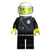 Policeman, Black Jacket with Zipper and Badge, White Helmet with Visor (3626a Head)