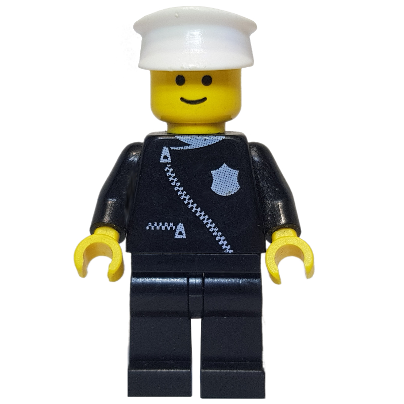 LEGO Policeman with Zipper Jacket, White Hat (fig-000811)