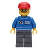Mechanic, Blue Jumpsuit with Octan Logo, Dark Bluish Gray Legs, Red Cap, Glasses