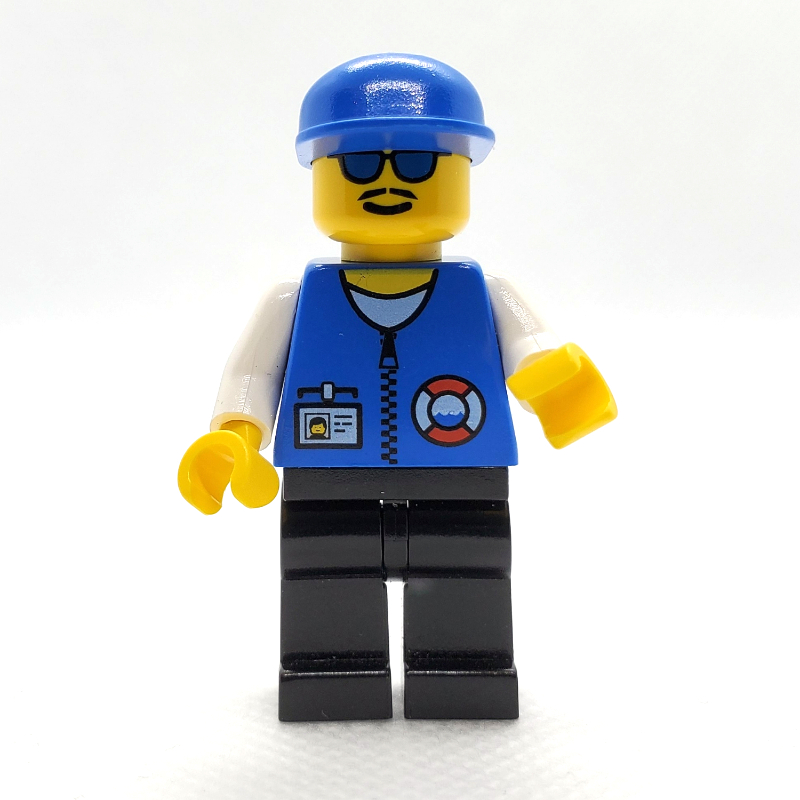 LEGO Coast Guard, Blue Jacket with Zipper and ID Badge, Blue Cap, Blue Sunglasses (fig-000842)