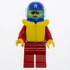 Racer, Red Jacket with 2 Stars, Blue Helmet with Stars and Visor, Yellow Life Vest, Sunglasses