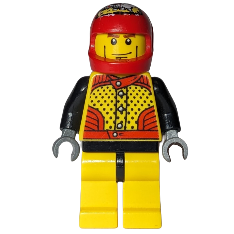 LEGO Race Driver, Yellow Torso, Yellow Legs, Red Helmet (fig-000868)