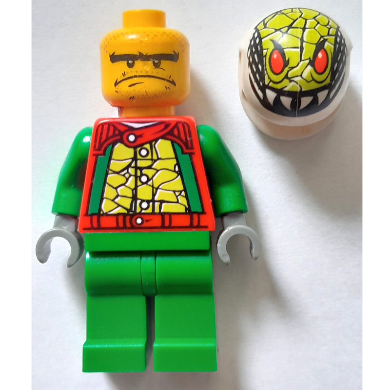 LEGO Race Driver, Green Torso, Green Legs, White Helmet (fig-000869)