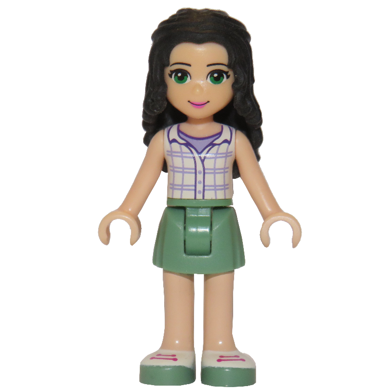LEGO Emma - White Plaid Top, Sand Green Skirt (fig-000894)