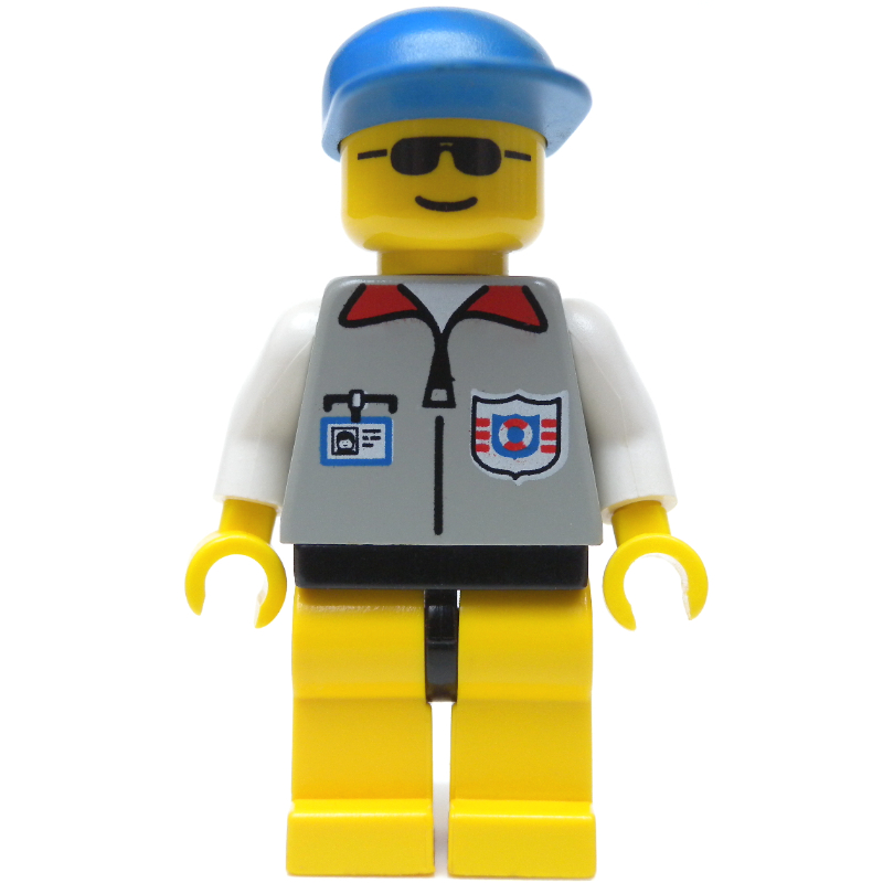 LEGO Lifeguard, Light Gray Jacket with Zipper and Badge, Blue Cap, Sunglasses (fig-000983)