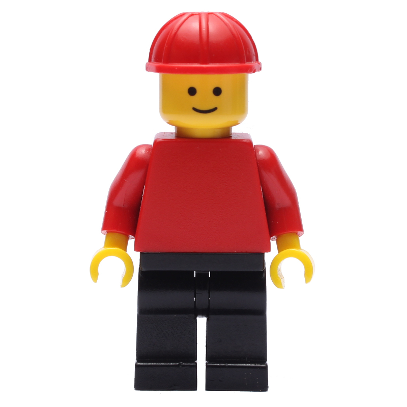 LEGO Man, Red Torso, Black Legs, Red Hard Hat (3626a Head) (fig-000987)