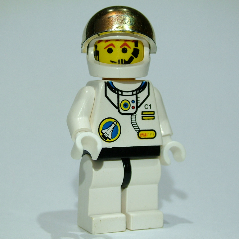 LEGO Astronaut, White, Black Hips, Helmet with Large Chrome Gold Visor, Headset (fig-000994)