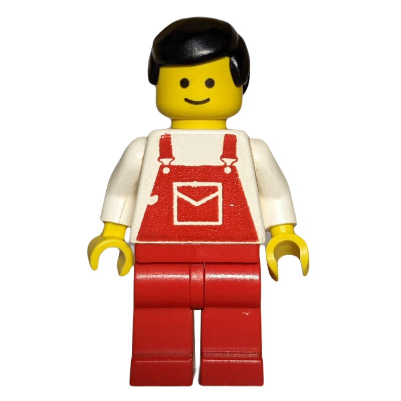 LEGO Man, Red Overalls, Black Hair (3626b Head) (fig-001008)