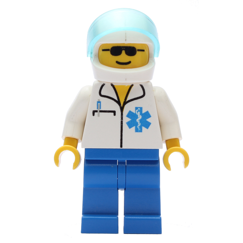 LEGO Doctor, White Shirt with Star of Life Logo, White Helmet with Visor, Sunglasses (fig-001033)