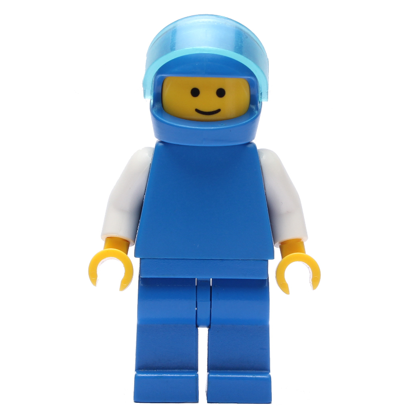 LEGO Man, Plain Blue with White Arms, Blue Helmet with Visor (fig-001035)