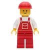 Man, Red Overalls, Red Hard Hat (3626a Head)