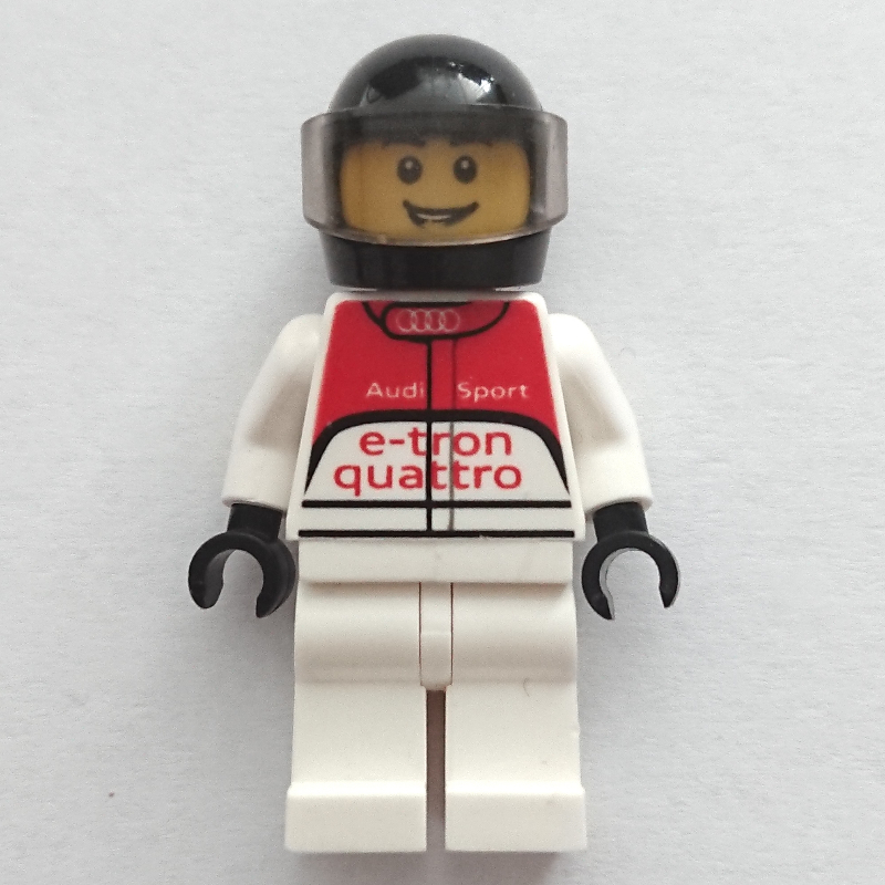 LEGO Race Driver, White Torso, White Legs, Black Helmet, Audi (fig-001066)