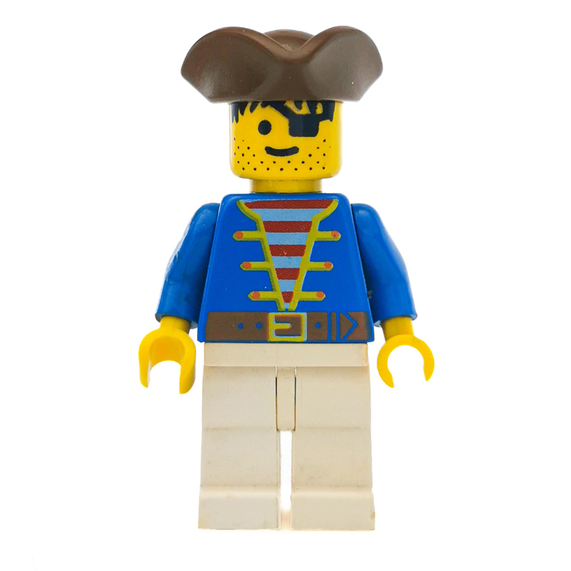 LEGO Pirate - Blue Jacket, White Legs, Brown Bicorne, 3626b (fig-001073)
