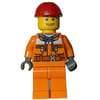 Construction Worker, Safety Jacket over Hoodie with Belt, Orange Legs, Red Hard Hat