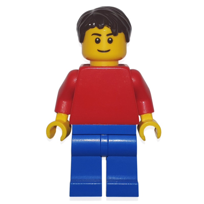 LEGO Man - Red Torso, Blue Legs, Reddish Brown Hair (fig-001103)