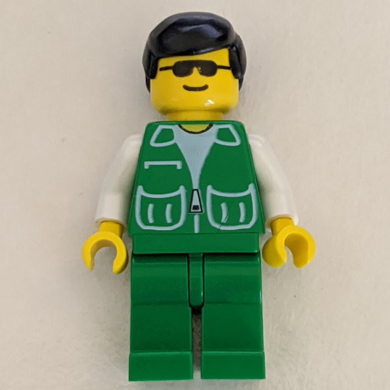 LEGO Man, Green Jacket, Green Legs, Black Hair, Sunglasses (fig-001136)
