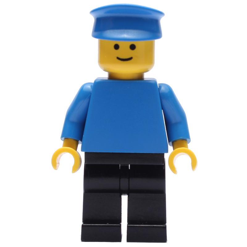 LEGO Man, Plain Blue Torso, Black Legs, Blue Hat (fig-001142)