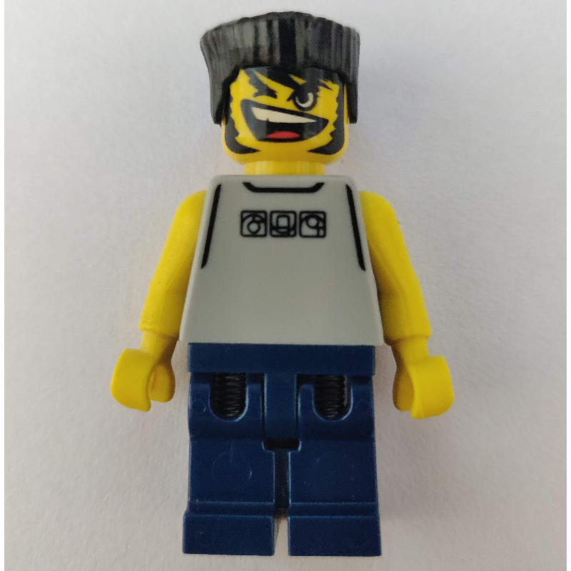 LEGO Basketball Player, Light Gray Torso and Dark Blue Legs, Black Flat Top Hair (fig-001151)