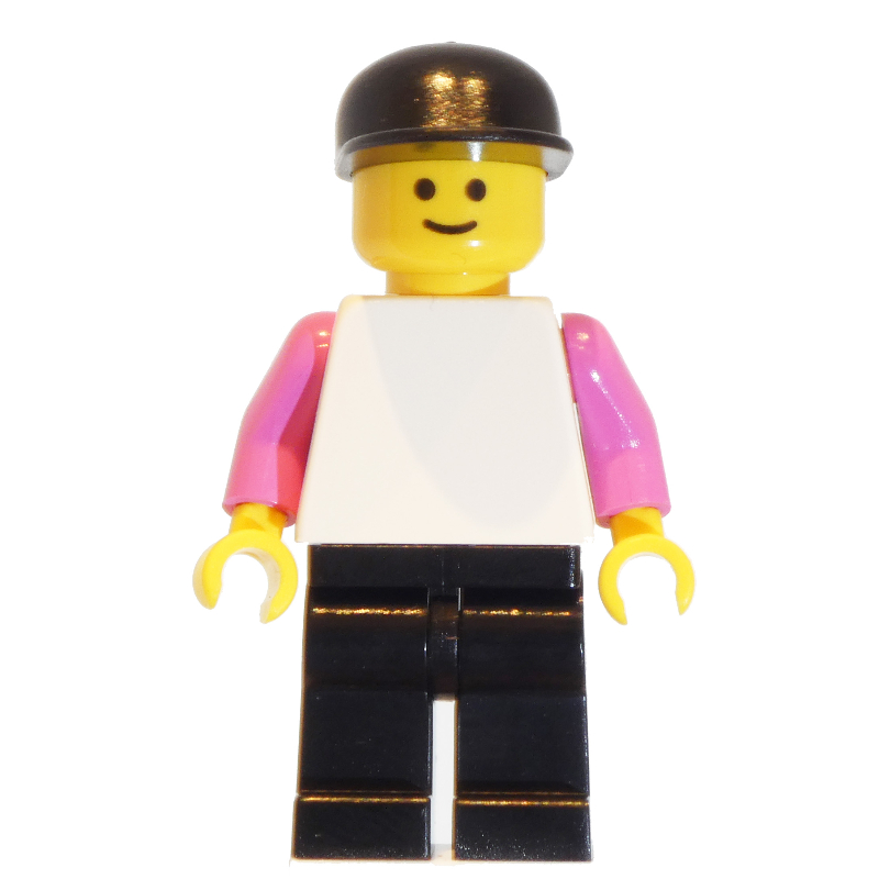 LEGO White Torso, Dark Pink Arms, Black Legs, Black Cap (fig-001152)