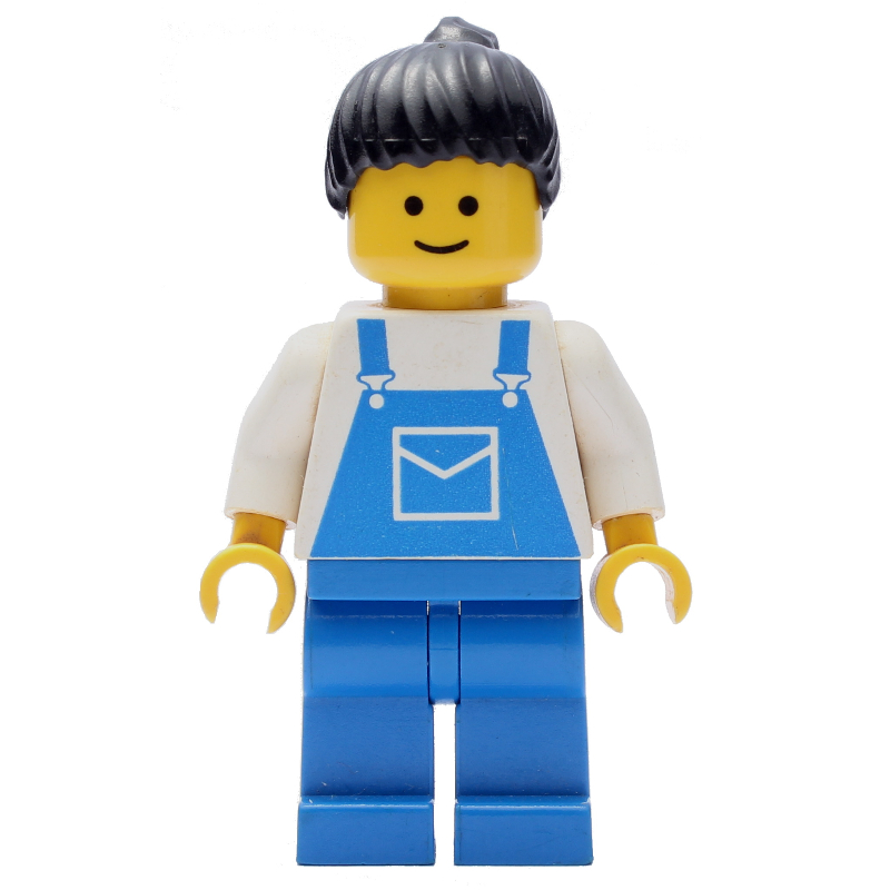 LEGO White Torso, Blue Overall, Black Hair (fig-001161)