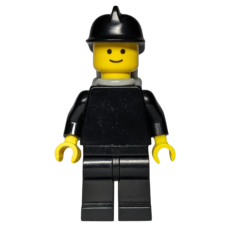 LEGO Fireman, Plain Black, Black Helmet, Light Gray Airtanks (fig-001178)
