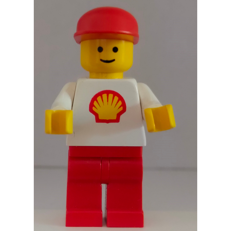 LEGO Man, White Torso with Shell Logo, Red Legs, Red Cap (fig-001184)