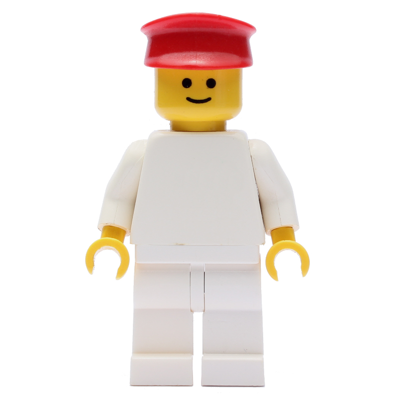 LEGO Man - White Torso, White Legs, Red Hat (fig-001185)