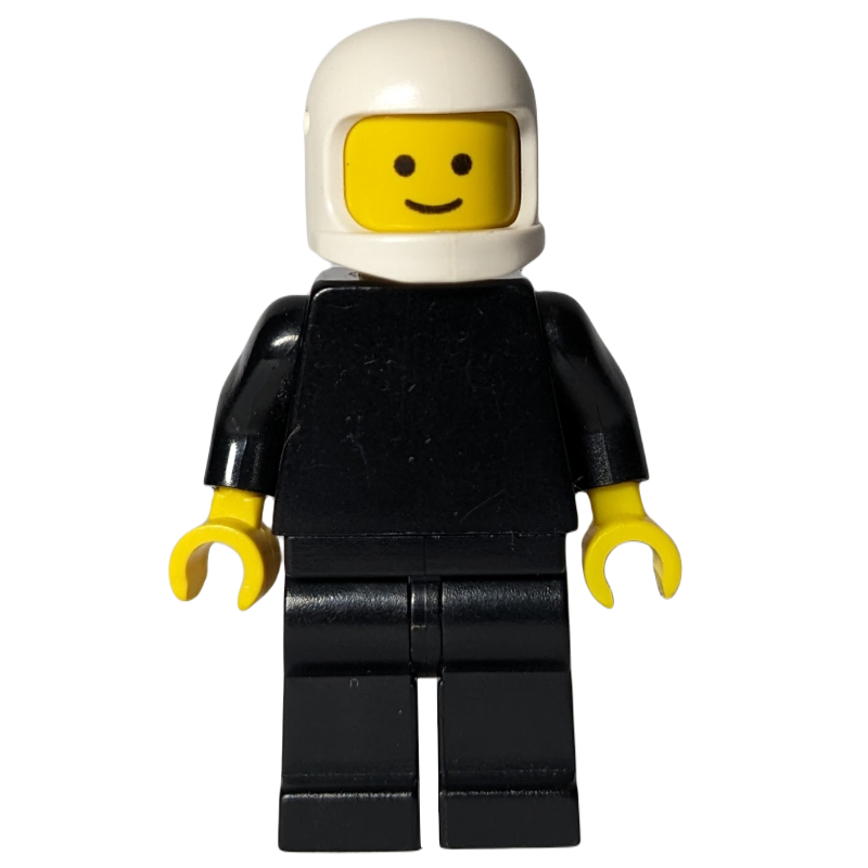 LEGO Policeman, Plain Black, White Helmet (193au Helmet) (fig-001191)