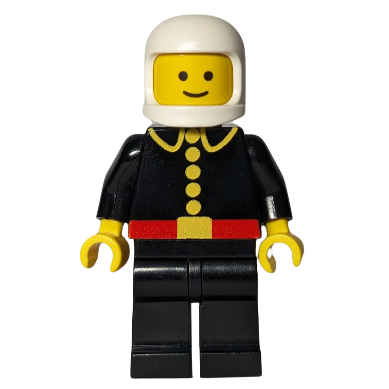 LEGO Fireman, Classic, Black Fire Jacket with Red Belt and Buttons, White Helmet (3842b Helmet) (fig-001197)