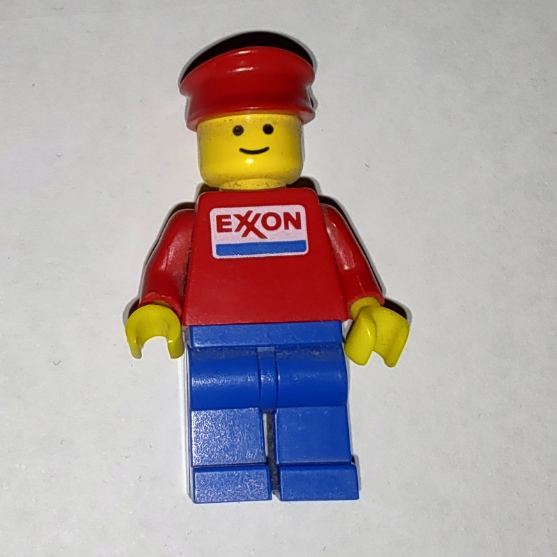LEGO Man, Red Torso with Exxon Logo, Blue Legs, Red Hat (fig-001225)