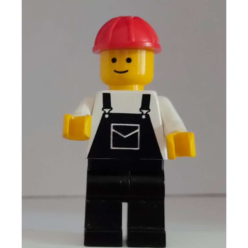 LEGO Man, Black Overalls, Red Hard Hat (3626b Head) (fig-001250)