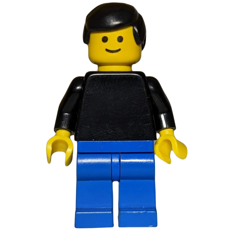 LEGO Man - Black Torso, Blue Pants, Black hair (fig-001309)