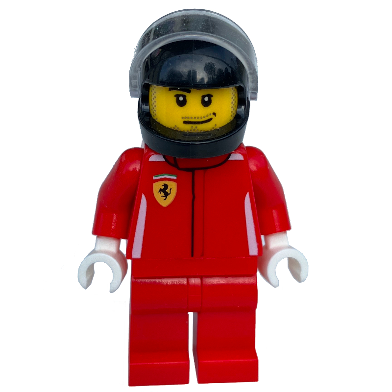 LEGO Race Driver, Red Torso, Red Legs, Black Helmet, Ferrari 3 (fig-001378)