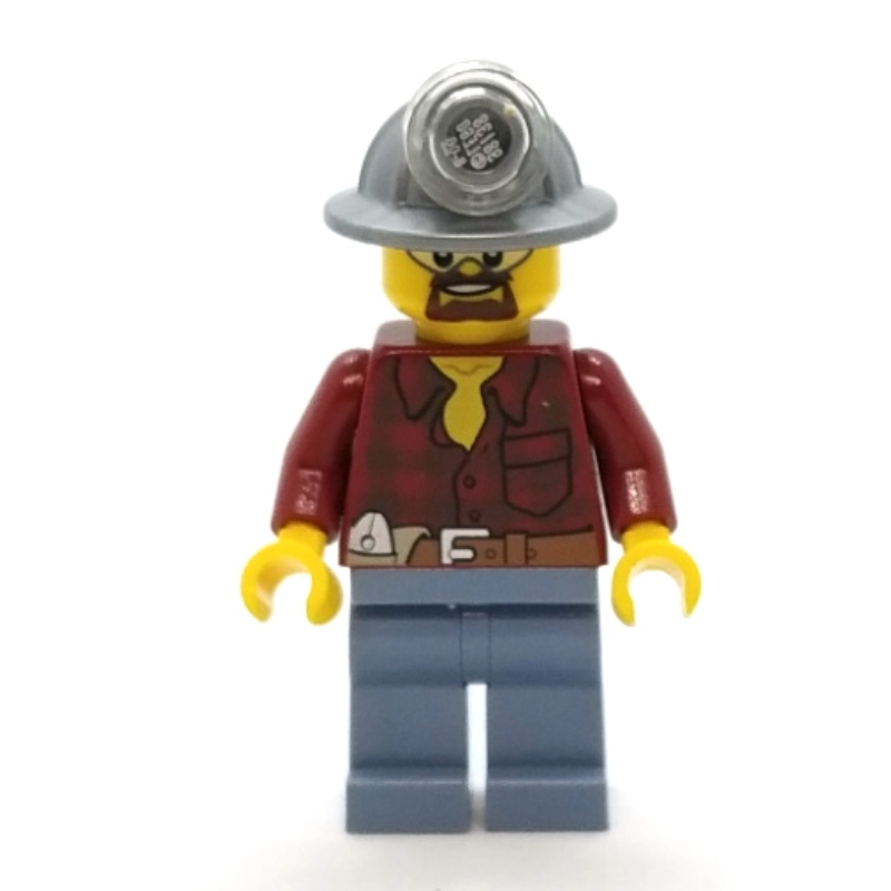 LEGO Miner, Dark Red Flannel Shirt, Mining Hat, Goatee Beard and Goggles (fig-001386)