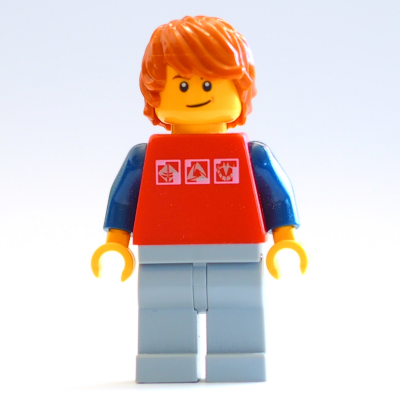 LEGO Red Torso, Light Bluish Grey Legs, Dark Orange Hair (fig-001410)
