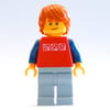 Red Torso, Light Bluish Grey Legs, Dark Orange Hair