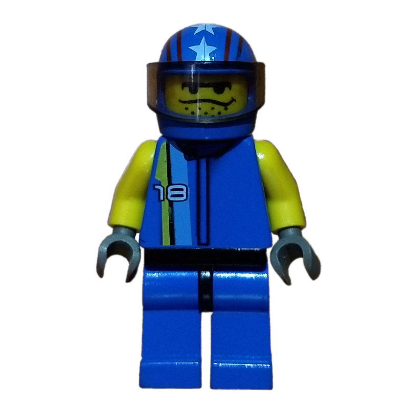 LEGO Race Driver, Blue Torso, Blue Legs, Blue Helmet (fig-001437)