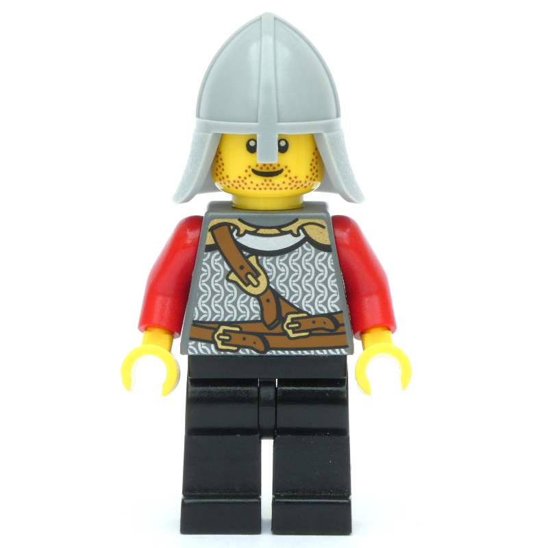 LEGO Knight - Dark Bluish Grey Torso, Black Legs, Light Bluish Grey Helmet (fig-001455)