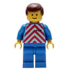 Train Worker - Red/White Shirt, Blue Legs, Brown Hair, (3626a Head)