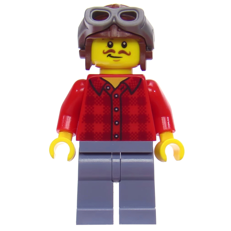 LEGO Red Torso, Sand Blue Legs, Aviator Hat (fig-001547)