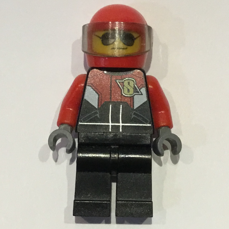 LEGO Pilot, Red, Black, and White Jumpsuit, Red Helmet with Visor, Sunglasses (fig-001561)