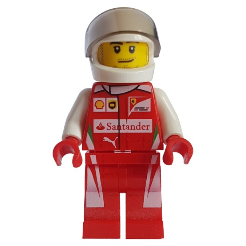 LEGO Race Driver, Red Torso, Red Legs, White Helmet, Ferrari 1 (fig-001581)