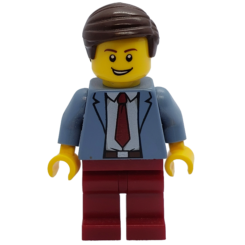 LEGO Man, Sand Blue Jacket, Dark Red Tie and Legs (fig-001597)