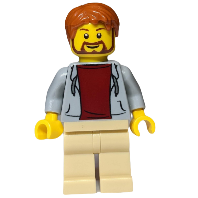 LEGO Light Bluish Grey Torso, Tan Legs, Reddish Brown Hair (fig-001661)